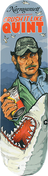 ALL I NEED X NARRAGANSETT BEER CRUSH IT SKATEBOARD DECK-8.3 w/MOB GRIP