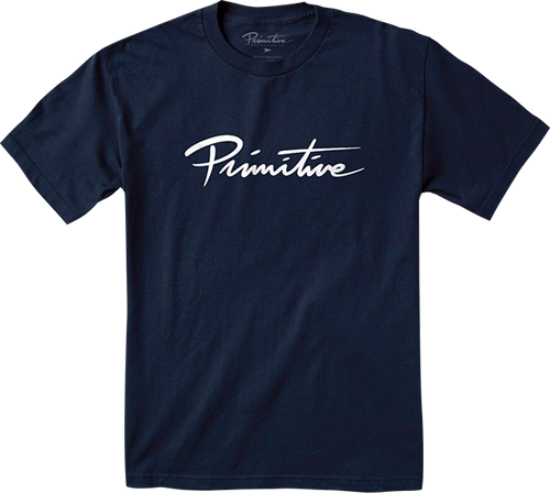 PRIMITIVE NUEVO SCRIPT CORE SS TSHIRT MEDIUM NAVY/WHT