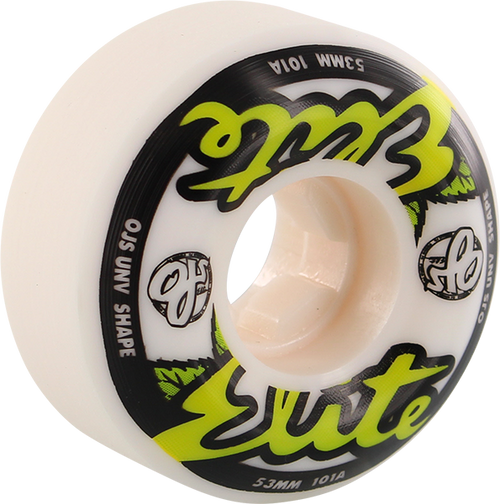 OJ ELITE UNIVERSALS 53mm 101a WHT W/GRN WHEELS SET