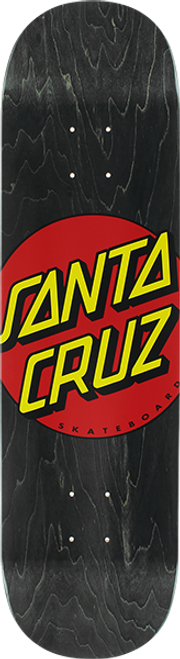 SANTA CRUZ CLASSIC DOT WIDE TIP SKATE DECK-8.0 BLK/RED/YEL w/MOB Grip