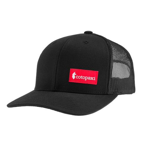 Cotopaxi Retro Red Label Trucker Hat Black Red Snapback