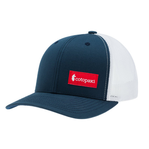 Cotopaxi Retro Red Label Trucker Hat Navy White Snapback