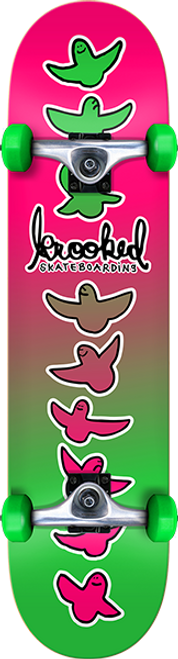 KROOKED BIRDICAL FADES SKATEBOARD COMPLETE-7.75 PINK/GRN