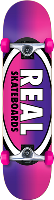 REAL OVAL FADES SKATEBOARD COMPLETE-7.3 PUR/PINK