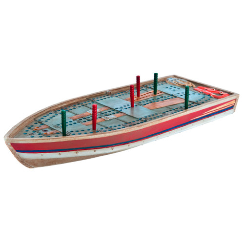 Outside Inside Tin Boat Cribbage Board Red OneSize