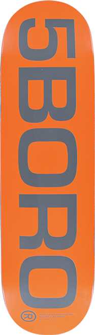 5BORO EXT LOGO SKATE DECK-8.37 ORANGE/GREY w/MOB GRIP