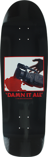 ZERO DAMN IT ALL SHAPED SKATE DECK-9.5 BLK/WHT w/MOB GRIP