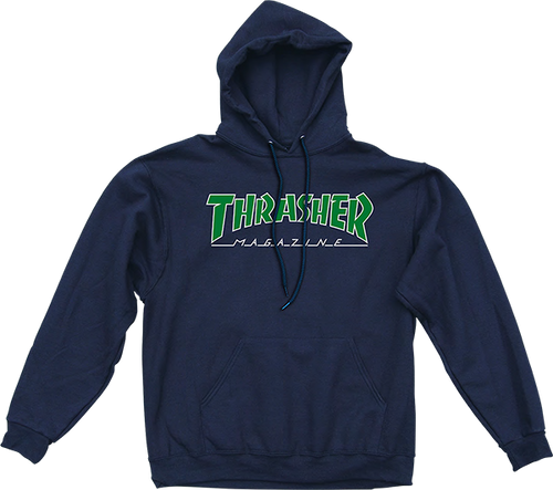 THRASHER OUTLINED HD/SWT SMALL NAVY/GRN
