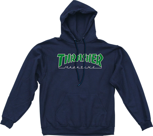 THRASHER OUTLINED HD/SWT LARGE  NAVY/GRN