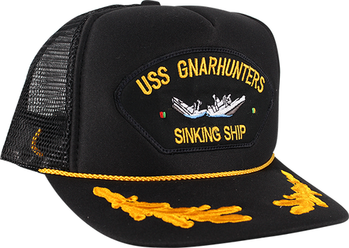 GNARHUNTERS SINKING SHIP TRUCKER HAT ADJ-BLK/GOLD