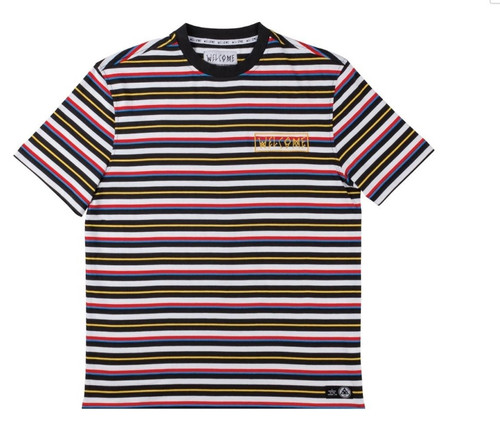 Welcome Surf Stripe Knit SS Black White