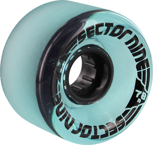 SECTOR 9 9 BALL 64mm 78a CLEAR AQUA W/BLK WHEELS SET