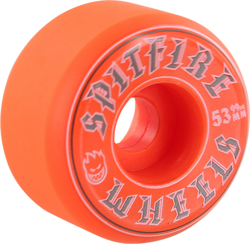 SPITFIRE OLD ENGLISH 53mm 99a ORANGE WHEELS SET