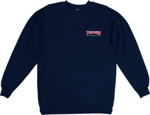THRASHER OUTLINED EMBROIDERED CREW/SWT MEDIUM NAVY