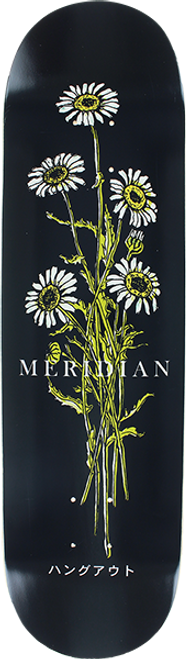 MERIDIAN MAYBE MONDAY FLOWER SKATE DECK-8.25 BLACK w/MOB GRIP