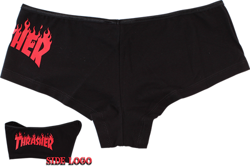 THRASHER GIRLS FLAME HOT SHORTS LARGE  BLACK/RED