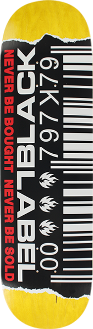 BLACK LABEL RIPPED BARCODE SKATE DECK-8.5 ASSORTED