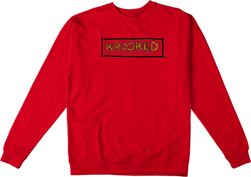 KROOKED SPIKED CREWNECK SWEATSHIRT LARGE  RED/YEL/BLK