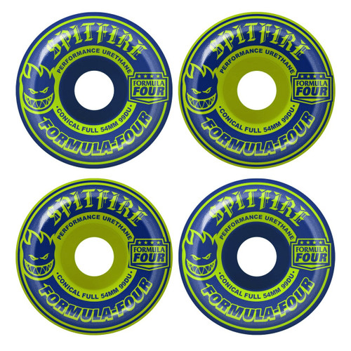 Spitfire F4 Conical Full Wheels Set MashUp Yellow Blue 56mm/99d