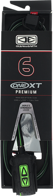 O&E ONE XT PREMIUM LEASH 6' BLK/LIME