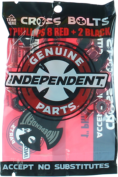 INDEPENDENT CROSS BOLTS W/TOOL 1" PHILLIPS BLK/RED 1set