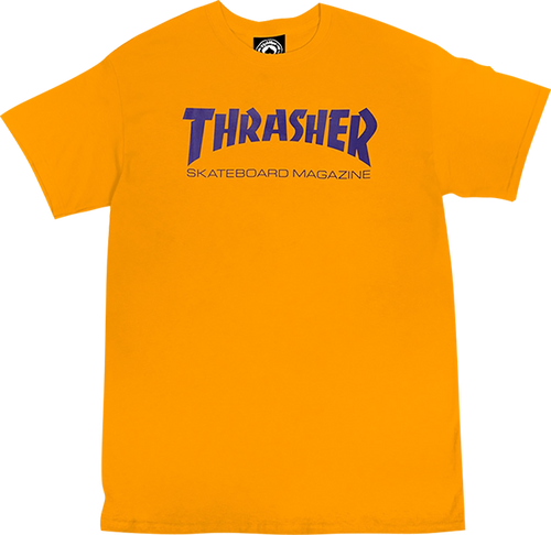 THRASHER SKATE MAG SS XLARGE GOLD/PURPLE