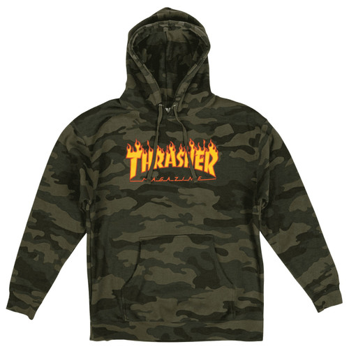 Thrasher Flame Hoody Print Forest Camo