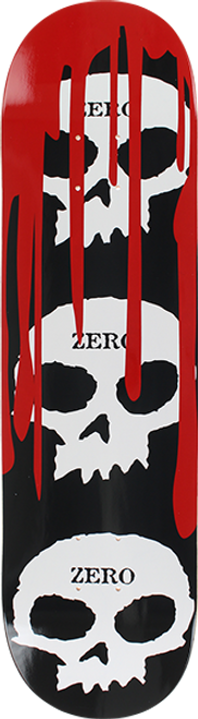 ZERO 3 SKULL WITH BLOOD SKATE DECK-7.25 BLK/WHT/RED