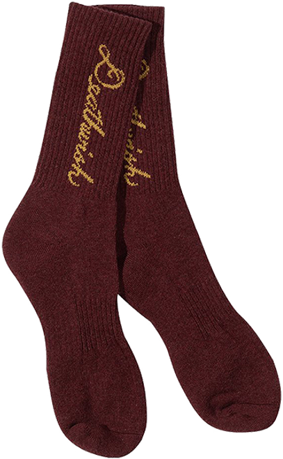 DEATHWISH SCRIPT CREW SOCKS RED HEATHER 1pr