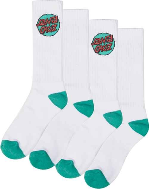 SANTA CRUZ CRUZ LOGO SOCKS WHITE/TEAL 2/PAIRS