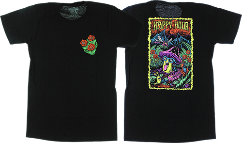 HAPPY HOUR BLACK LIGHT MUSHROOM SS TSHIRT MEDIUM BLACK