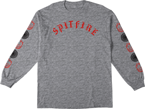 SPITFIRE OLD E COMBO SLEEVE LONGSLEEVE LARGE  HEATHER GREY/RED/BLK