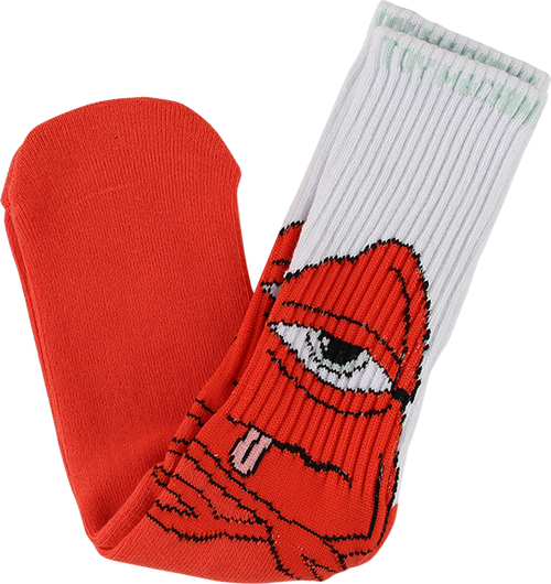 TOY MACHINE BORED SECT CREW SOCKS WHT/ORG 1pr