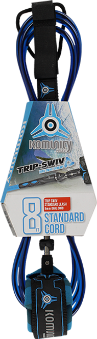 KOMUNITY 8' STANDARD TRIP-SWIV LEASH 8mm CL.BLU/BLUE