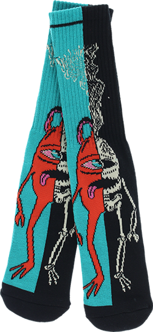 TOY MACHINE SPLIT CREW SOCKS BLUE/BLK/ORG 1pr