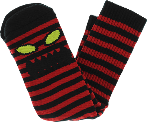 TOY MACHINE MONSTER FACE MINI STRIPE CREW SOCKS BLK/RED 1pr