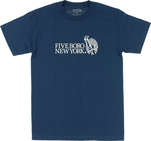 5BORO STILL STANDING SS TSHIRT SMALL HARBOUR BLUE/WHT