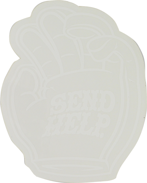 SEND HELP FOAM HAND LOGO 4" CLEAR DECAL STICKER (2pack)