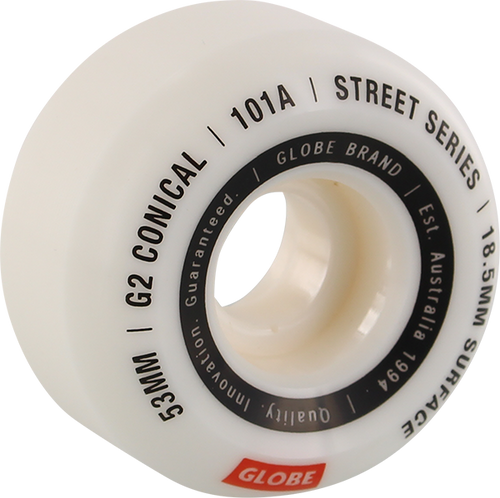 GLOBE G2 CONICAL STREET 53mm 101a WHITE/ESSENTIAL WHEELS SET