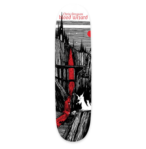 Blood Wizard Gregson Castlebasa Skate Deck White Black Red 8.5