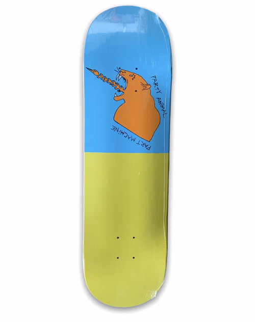 Party Animal Part Machine Skate Deck Yellow Blue 8.12