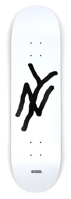 5Boro NY Logo Skate Deck White 8.37