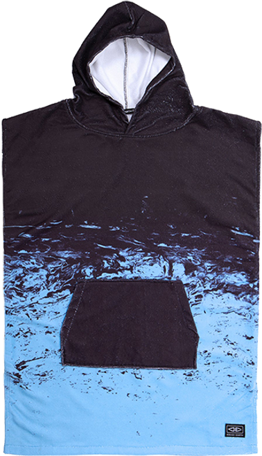 OCEAN & EARTH YOUTH SOUTHSIDE HOODED PONCHO BLACK/BLUE