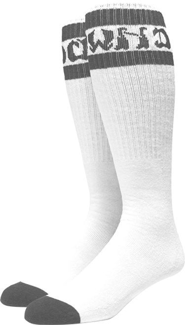 DOGTOWN STRIPED TUBE SOCKS WHITE/GREY 1pr