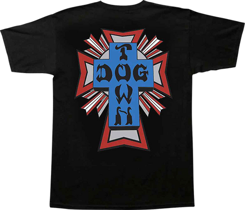 DOGTOWN CROSS LOGO SS MEDIUM BLACK/BLUE/RED/GREY