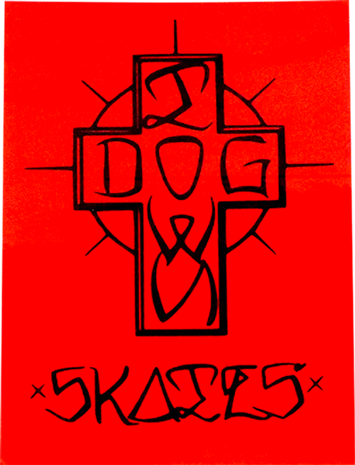 DOGTOWN ESE CROSS 4" STICKER RED/BLK