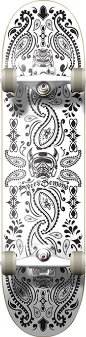 SPEED DEMONS BANDANA SKATEBOARD COMPLETE-8.0 BLK/WHT