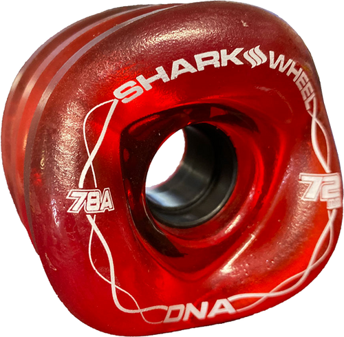 SHARK DNA 72mm 78a TRANS.RED/BLACK WHEELS SET