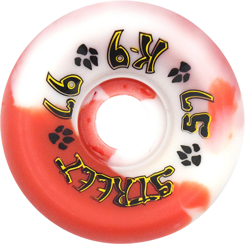 DOGTOWN K-9 CRUISER 57mm 97a RED/WHT SWIRL WHEELS SET