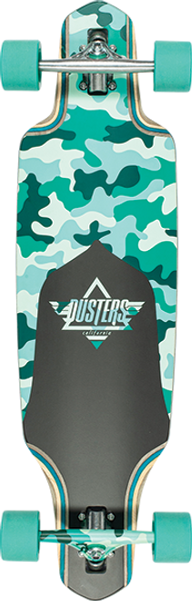 DUSTERS CHANNEL DRAGONFLY SKATEBOARD COMPLETE 34" TEAL CAMO